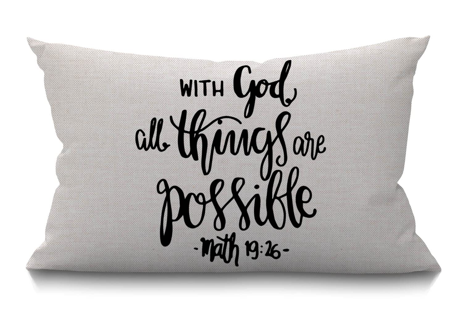 Bgbdeia Multi 120 Bible Verse Cushion Cover Farmhouse Religious Christian Hope With God All Things Are Possible Quote Decorations Pillow Cover Case For Sofa Couch Cotton Linen 30 X 50 Cm 12X20 Inches