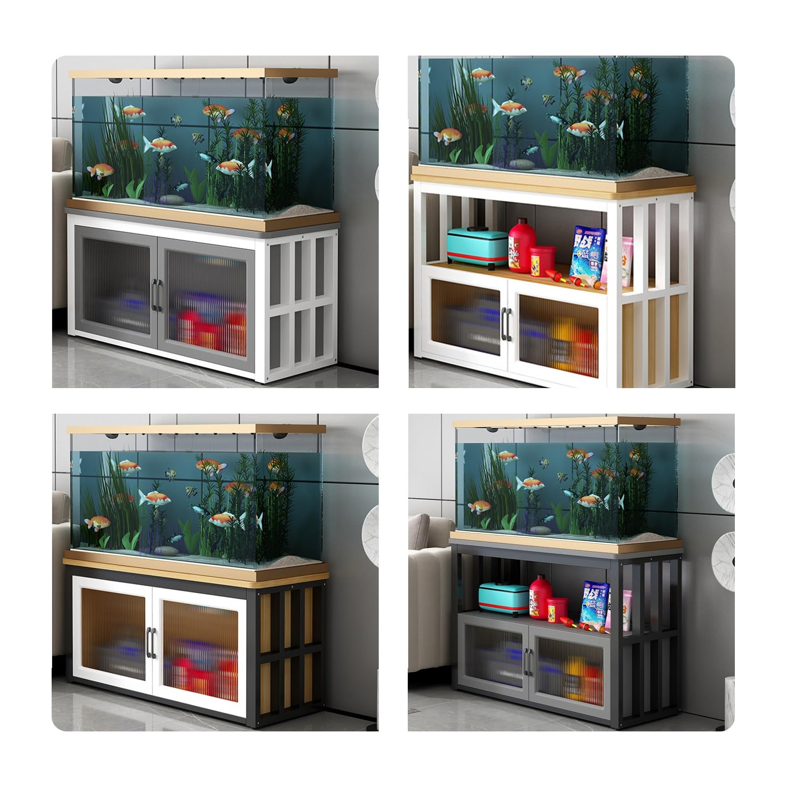 Mesa De Acuario con Almacenamiento por Zonas,con Estante Abierto