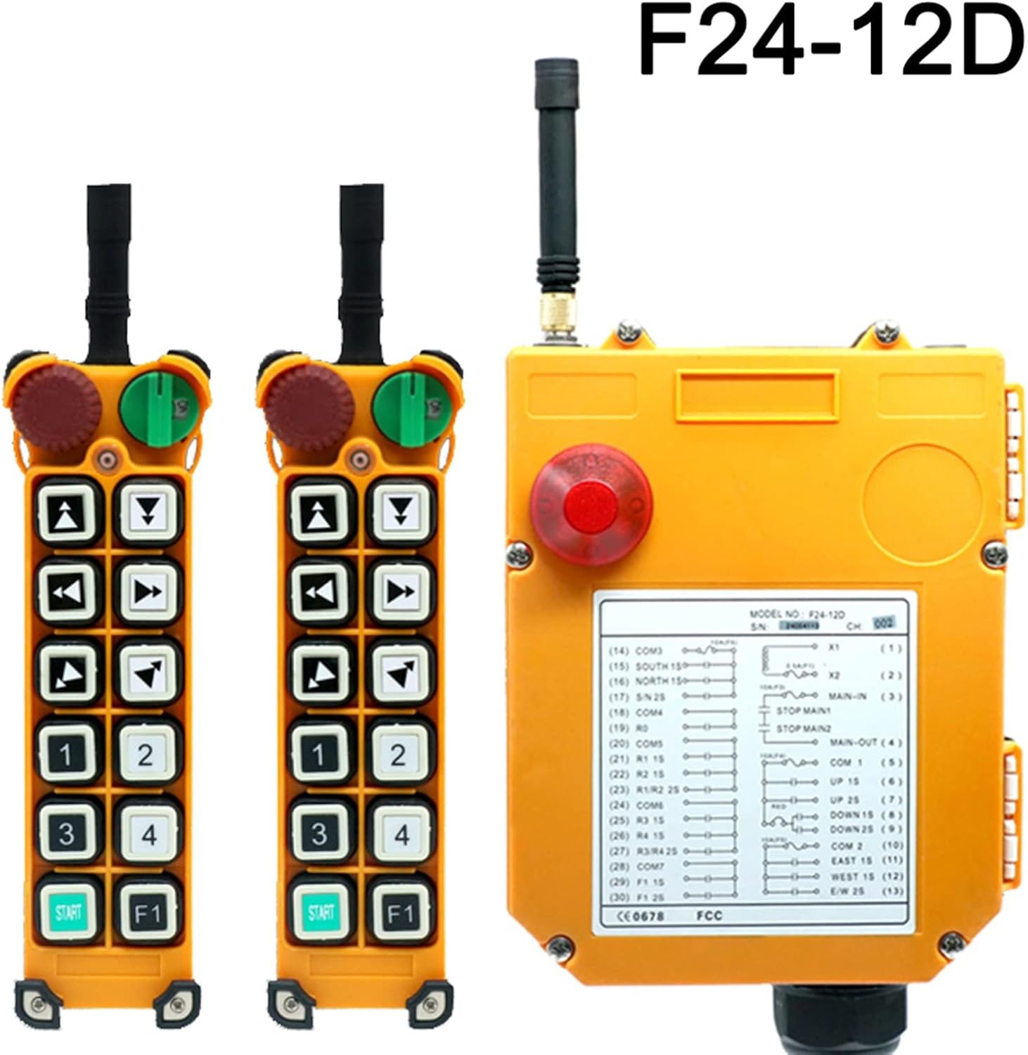 Dual/Single Speed F24-12D Driving Crane Industrial Wireless Remote Control Industrial 12 Channels 12V 24V 220V 380V(UHF 868Mhz-AC 36V)