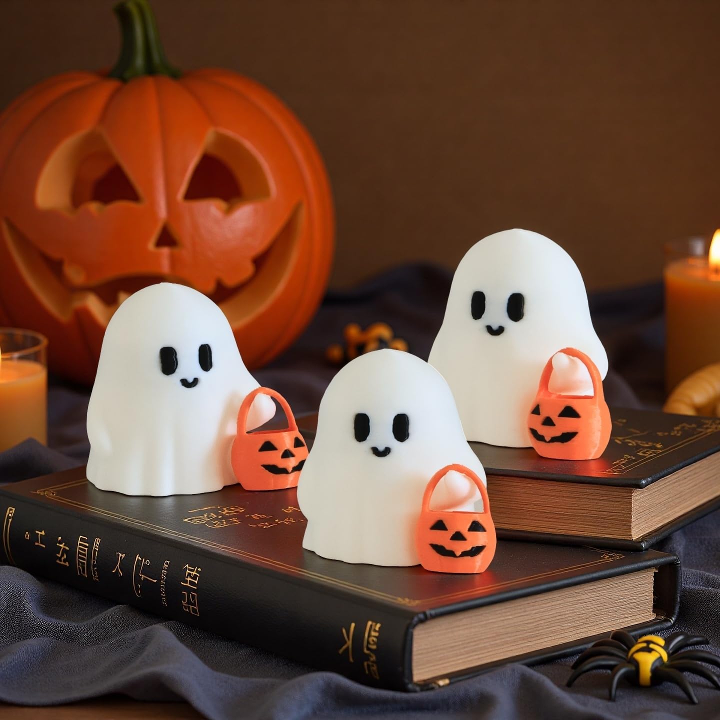 3pcs Halloween Ghost Figurine - Cute Tiny Trick or Treat Ghost, Little Figurine for Halloween Home Decorations Indoor, Cute Decor (A) image 4