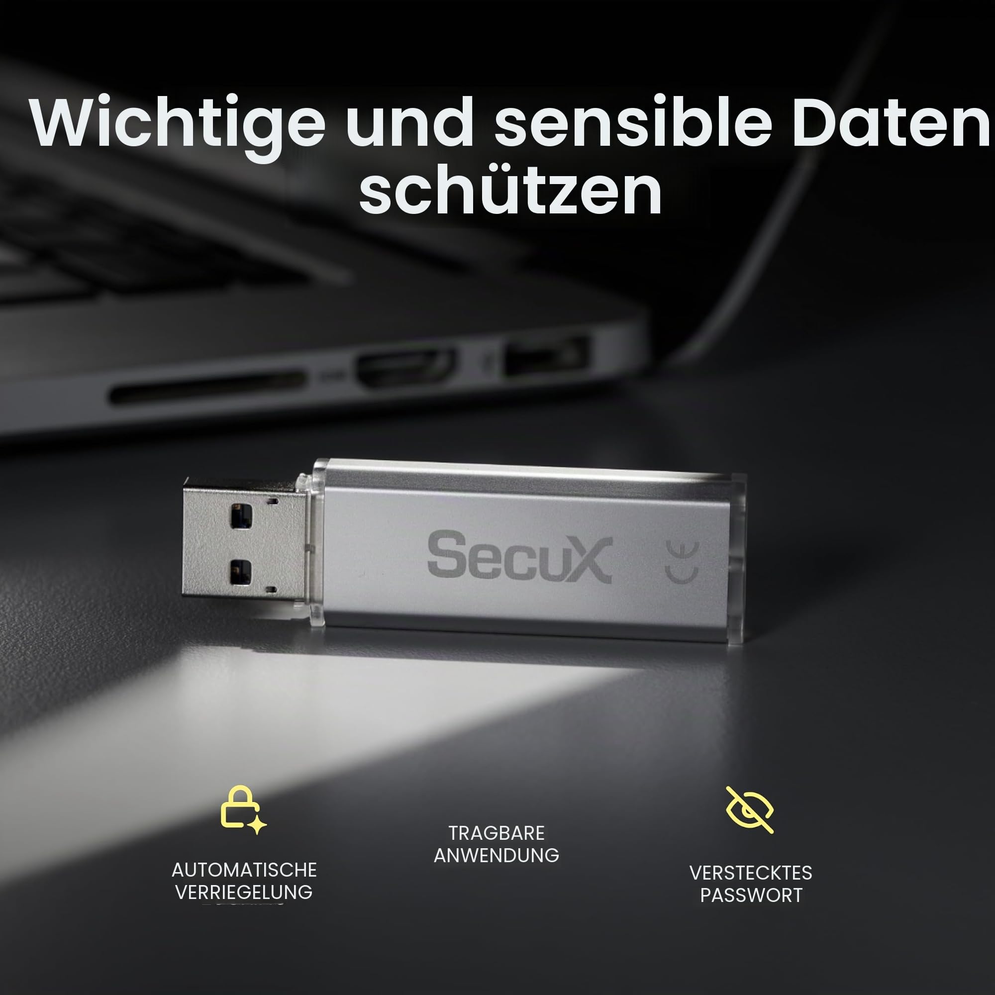 SecuX Forte - Verschlüsselter USB-Stick - USB 3.2 Gen 1 - XTS-AES-Verschlüsselung - Passwortauthentifizierung - Automatische Sperrung - Silbernes Metallgehäuse (128 GB) (128, GB)