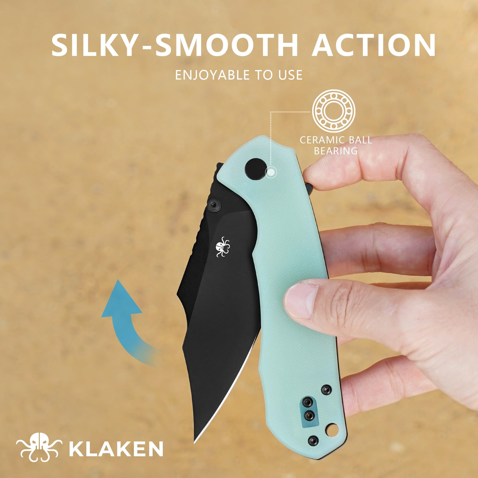 KLAKEN Specter Broad D2 Folding Pocket Knife, G10 Survival Outdoor Knife view 5