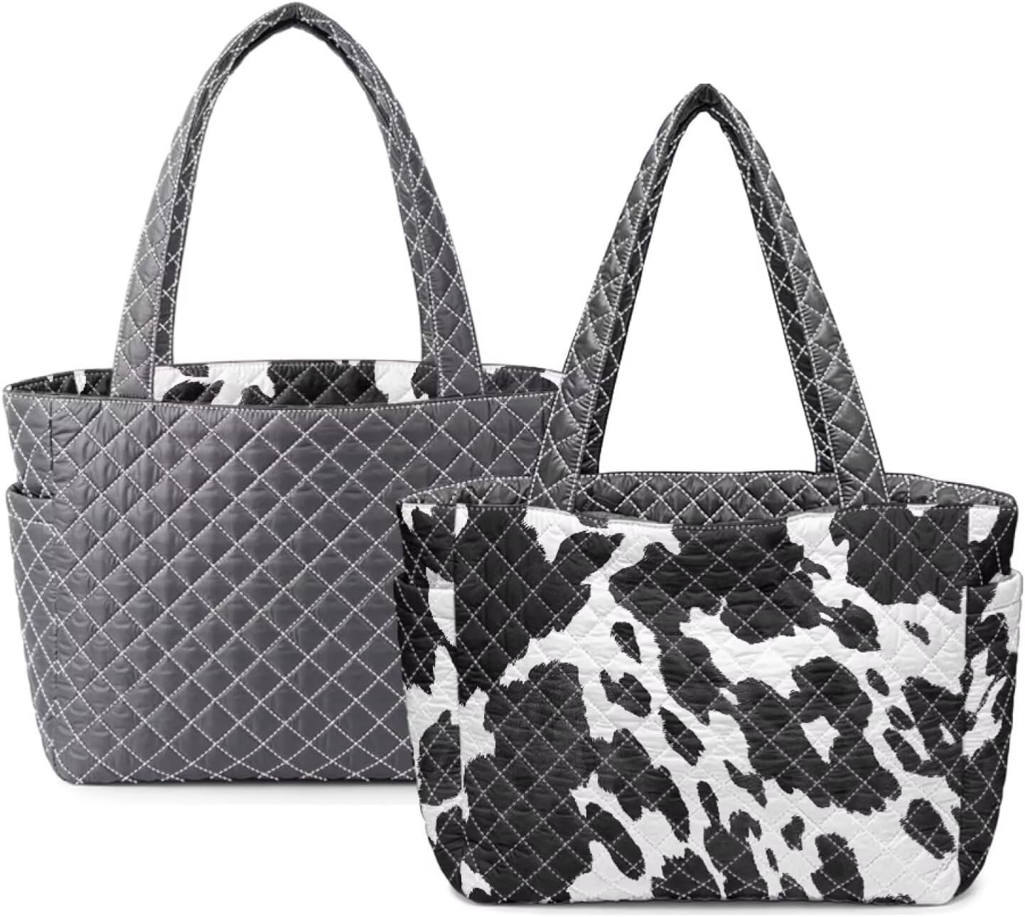 Womens Reversible Shoulder Bags Large Quilted Tote Bag for Women Lightweight Shopping Handbags