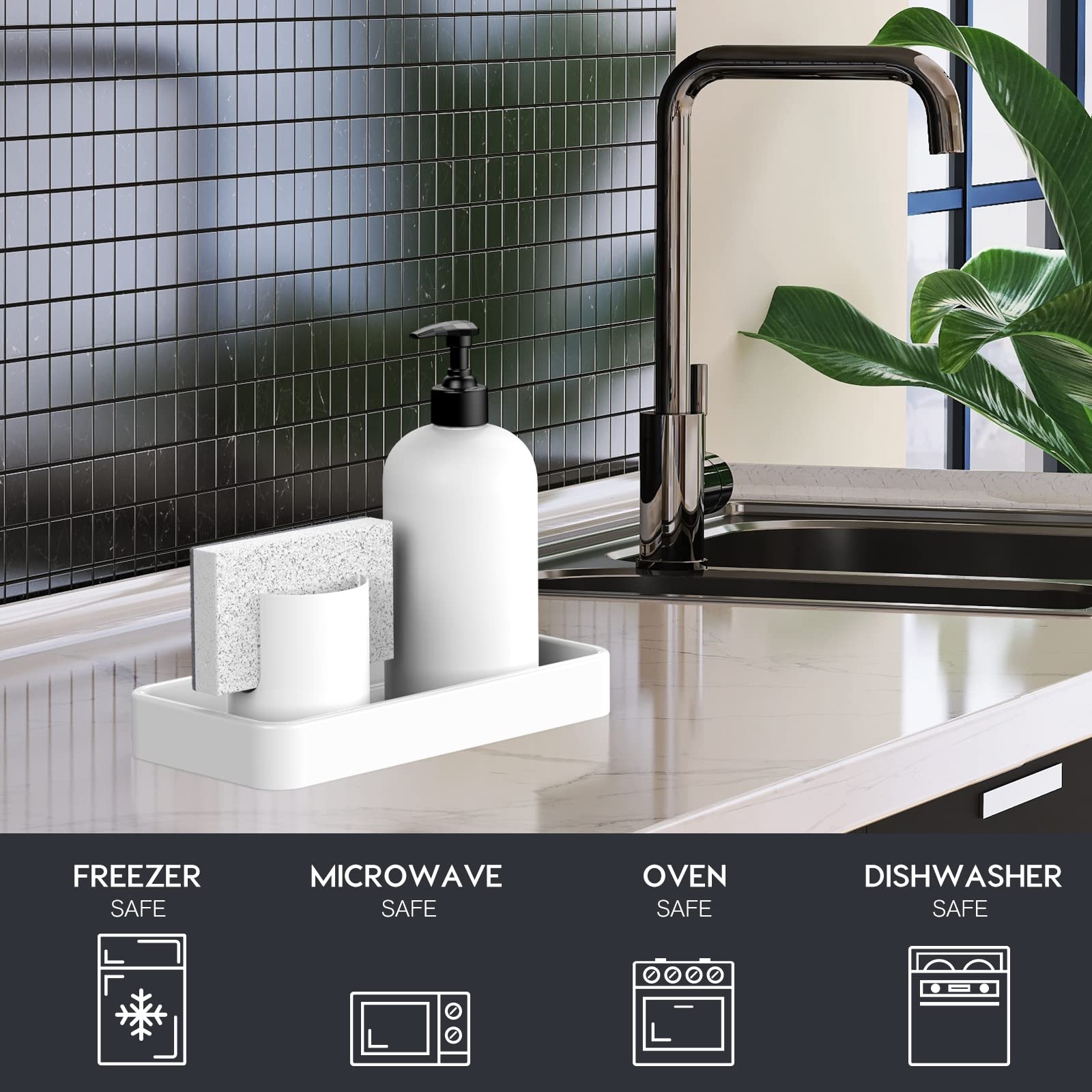 Gurygo Bandeja para encimera y tocador de 7.75 Pulgadas, Bandeja de Fregadero de Cocina para Botellas de jabón, Bandeja Rectangular pequeña para Lavabo de baño, bandejas de tocador para baño, Bandeja