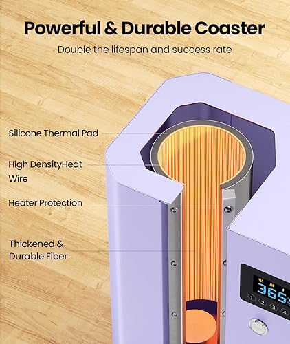 Miniatura 7 de EENOUR Máquina automática de prensa de calor para vasos, ajuste de presión, prensa y rotación automáticamente para impresión completa, prensa de