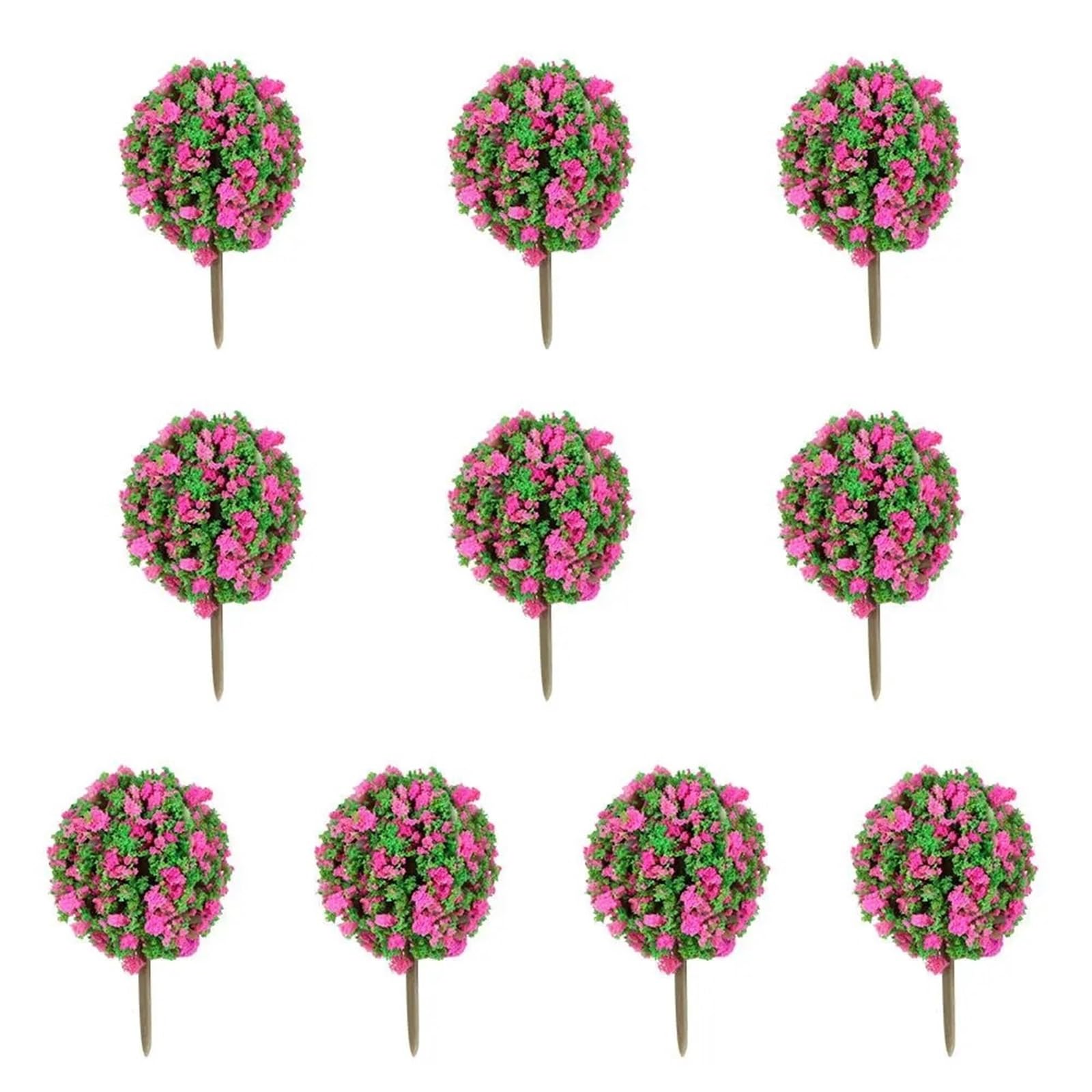 DUNSBY Model Trees 10pcs Plastic Artificial Miniature Flower Tree Scenery Railroad Decoration Building Landscape Model Accessories(Color 04)