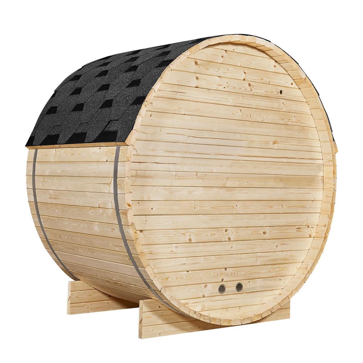 Outdoor Sauna Fasssauna Speyer aus Fichtenholz – Saunafass Komplettset mit Saunaofen, LED Beleuchtung & Zubehör – Gartensauna (M - 120x191)