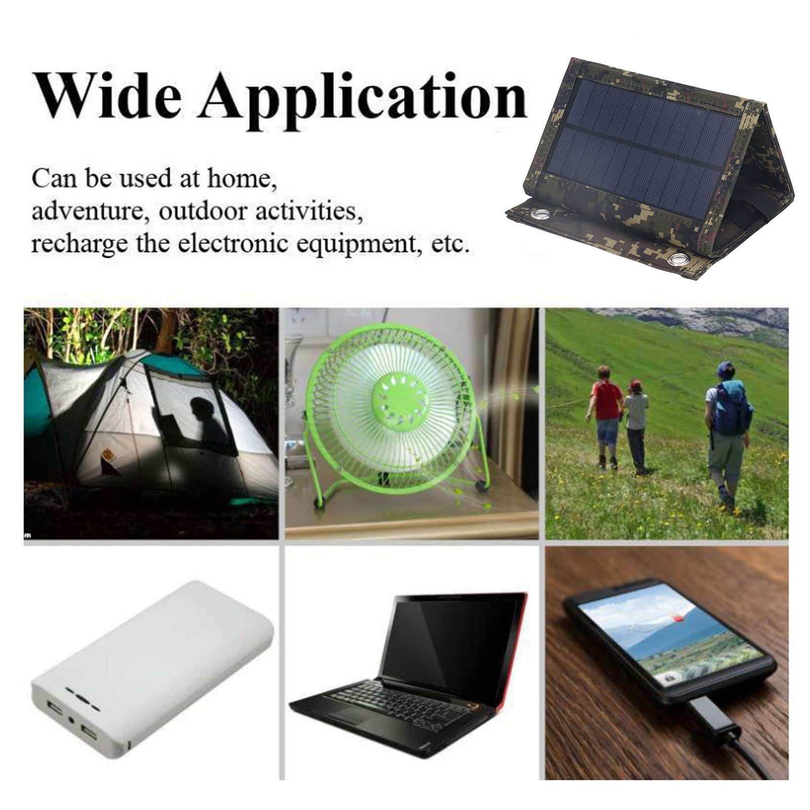 Panel de Cargador Solar Plegable de 5V Plegable 10W 5V, Cargador de Paneles solares Plegables, Tablero de Cargador Solar monocristalino de silicio para Acampar y Viajar (Black) (Green)