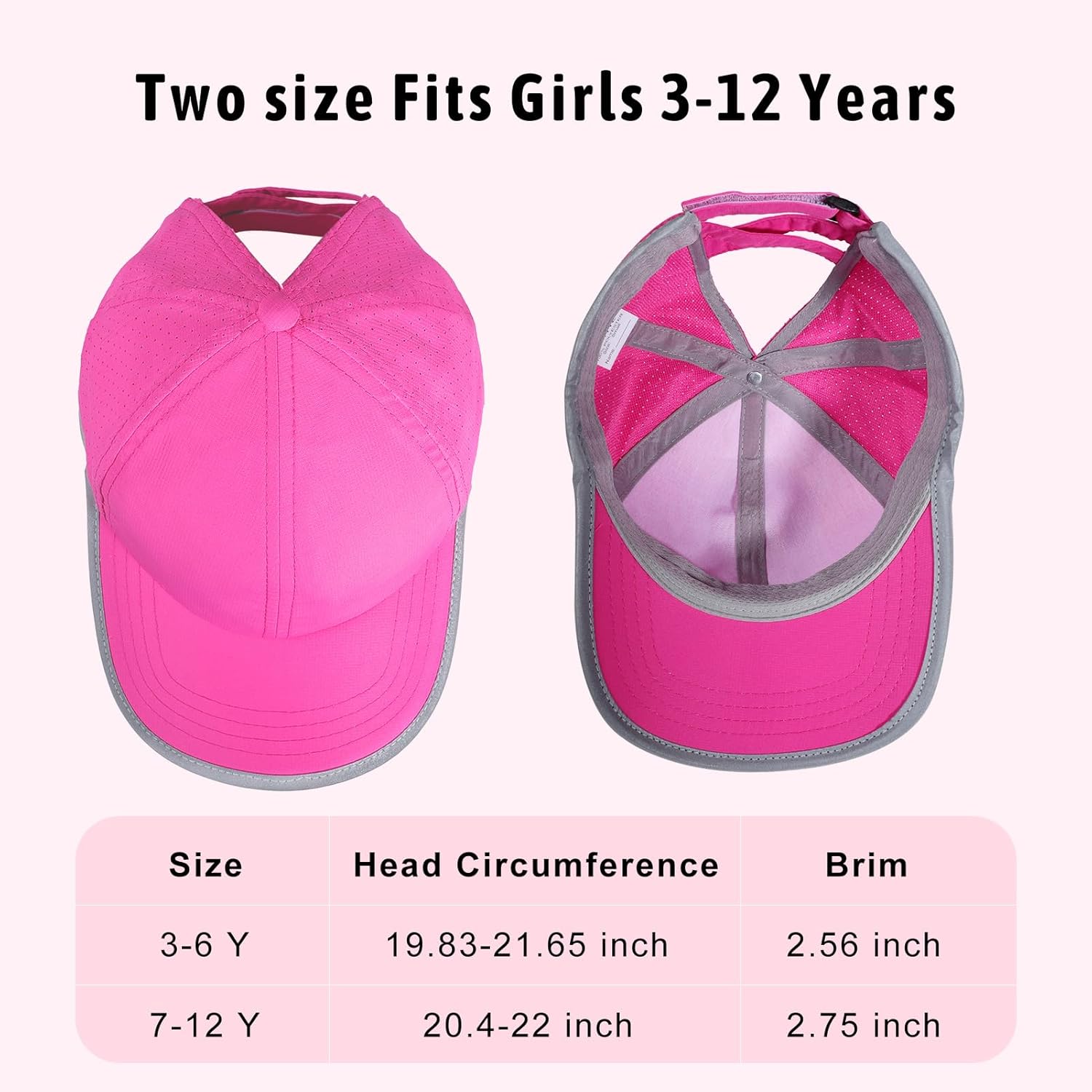 Girls Criss Cross Ponytail Baseball Cap Reflective Quick Dry Hat Kids Cooling Mesh Outdoor Sports Hat for Age 3-12 - Image 6