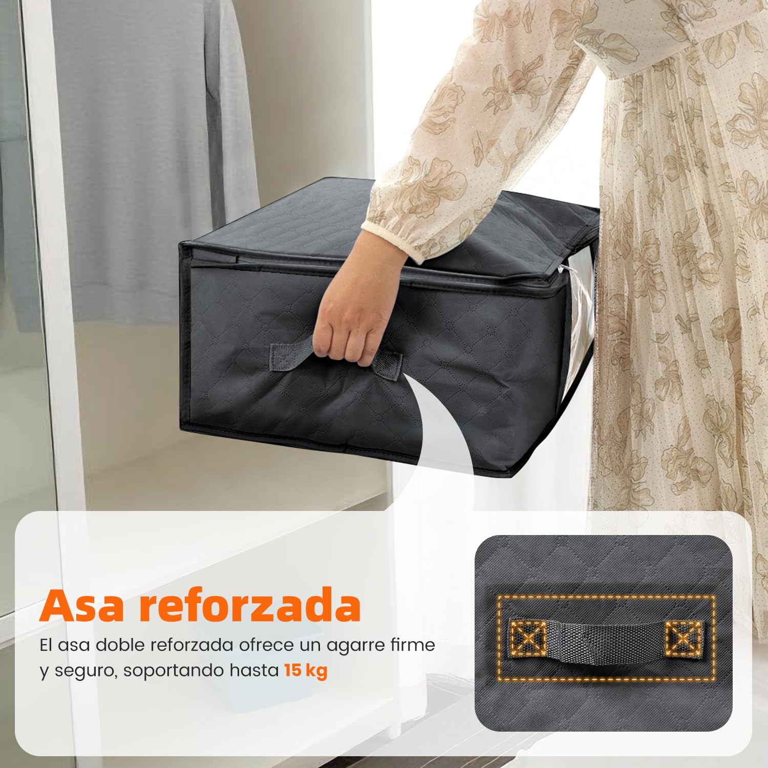 NEWSONA Lot de 3 sacs de rangement transparents 60 l - Boîtes à vêtements pliables pour armoire ou sous le lit - Organisateur pour vêtements, couvertures et maison