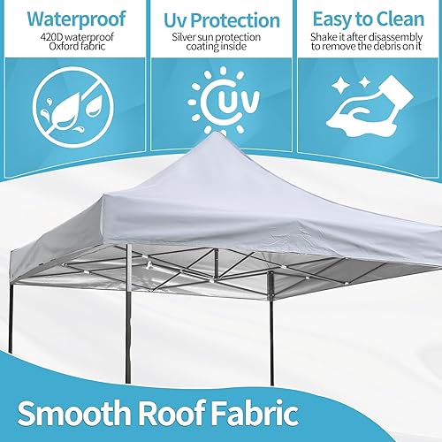 Miniatura 5 de Tienda de campaña con toldo, toldo desplegable de 10 x 10 pies con bolsa de transporte, 4 sacos de arena, tiendas de campaña al aire libre para