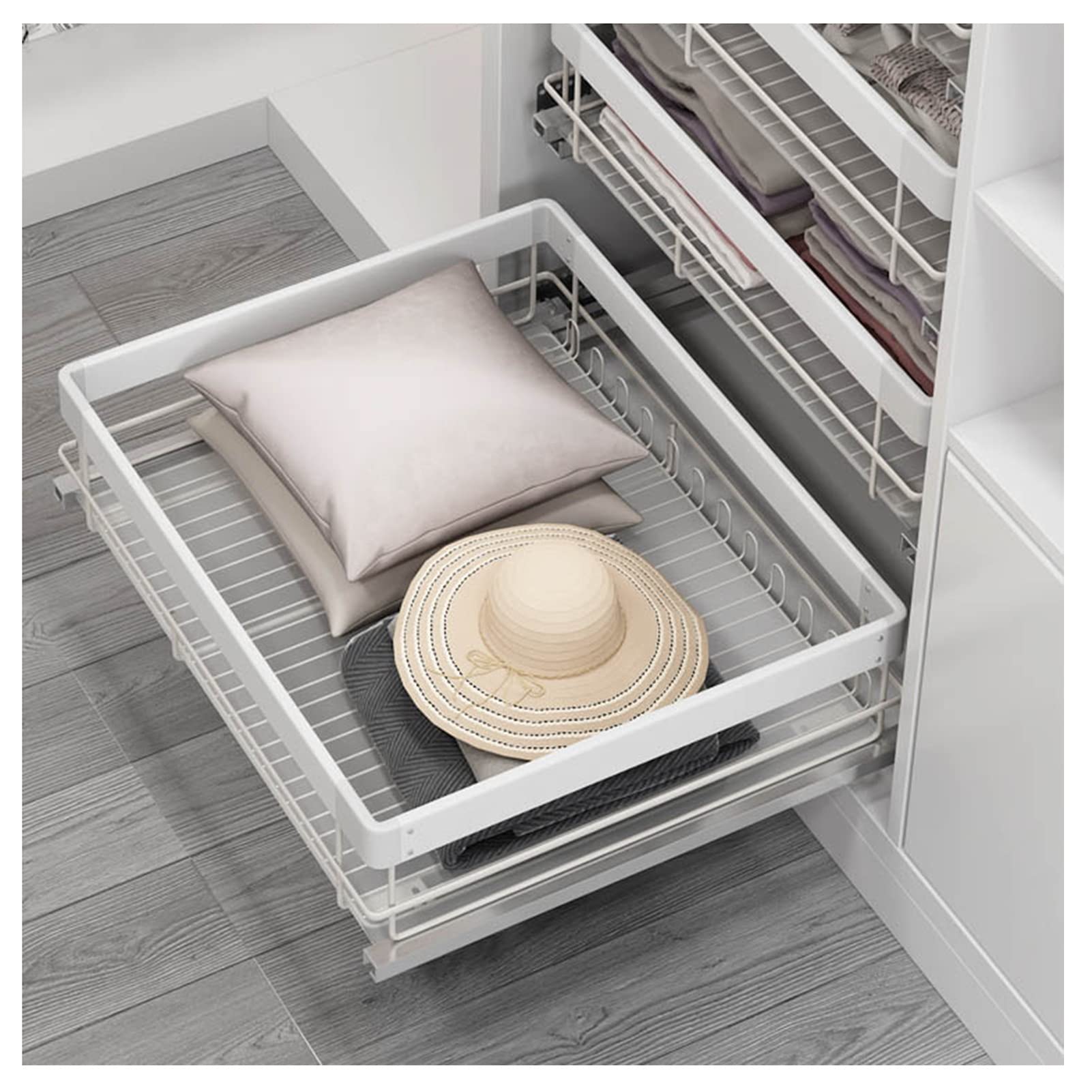 Panier à vêtements télescopique en maille pour armoire et vestiaire