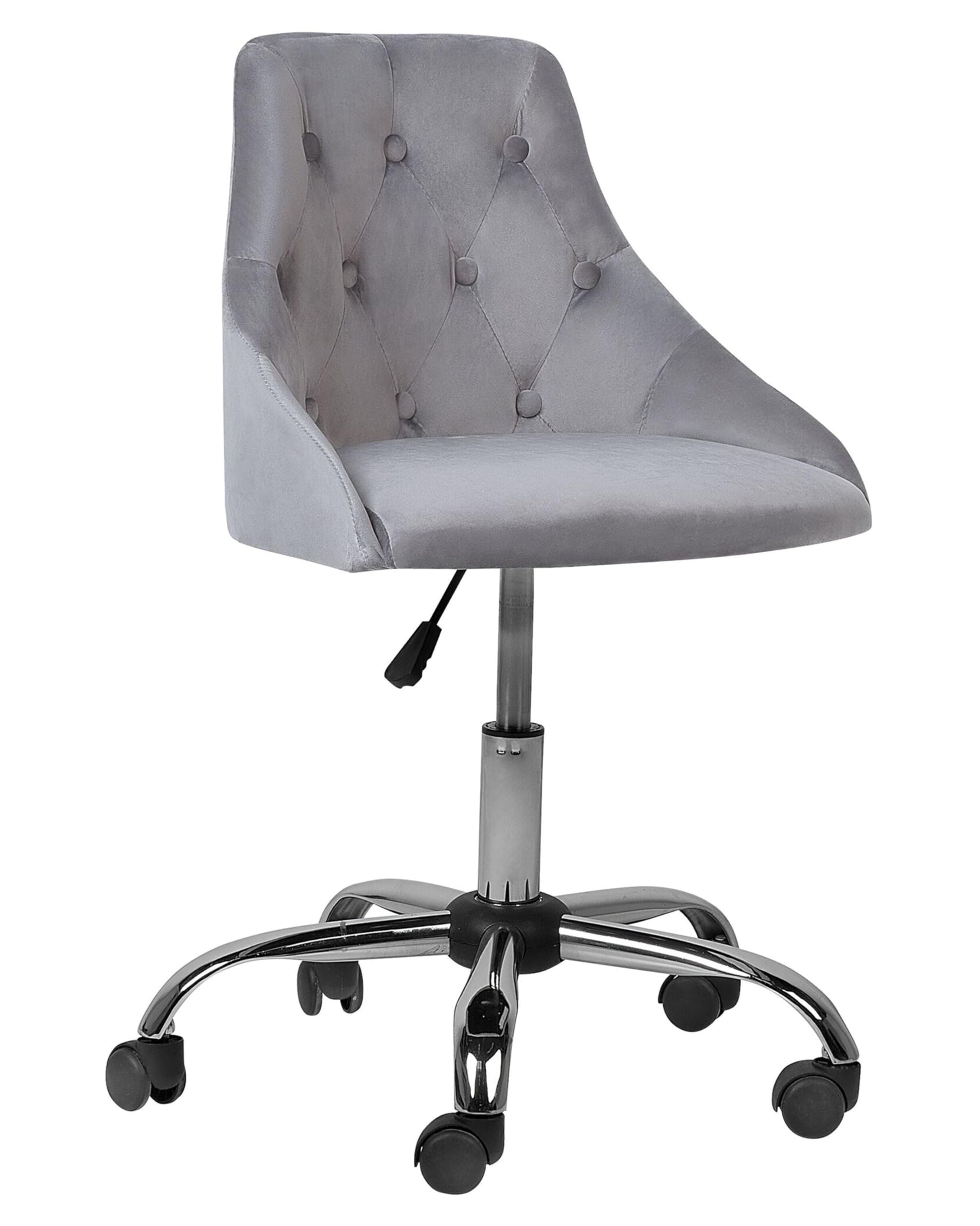 Beliani Silla de Oficina Giratoria Ajustable Parrish Gris Negro Plateado