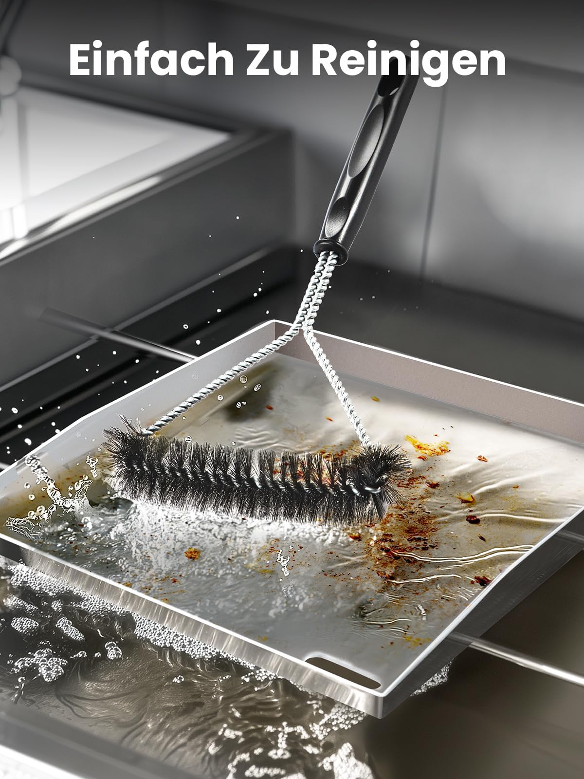 Youyijia Piastra per Barbecue Plancha in Acciaio Inox Massiccio da 4 mm con 2 Griglie e una Spazzola, Griglia a Gas con Angoli Sigillati, Perfetta per Barbecue a Gas e a Carbonella