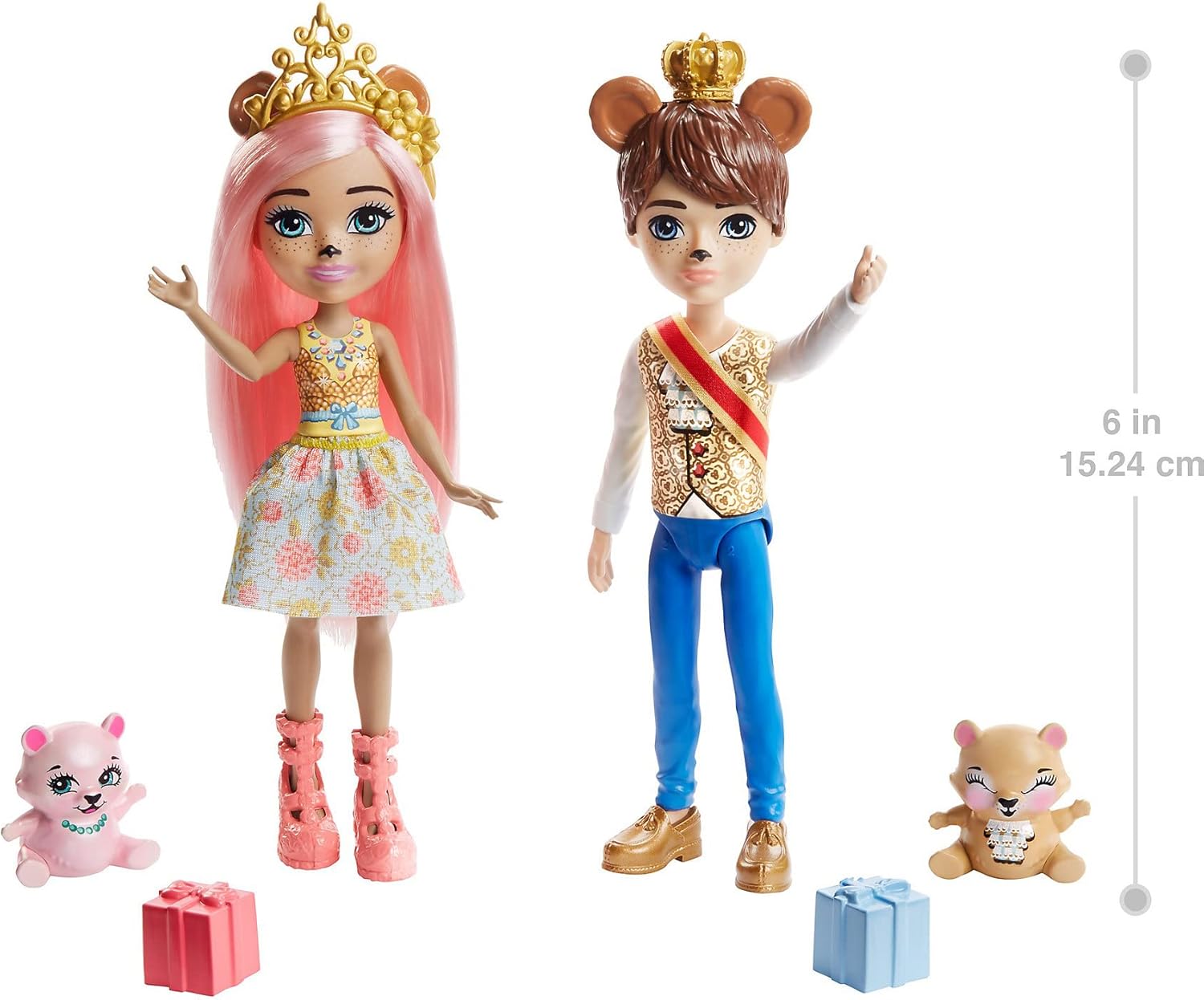 Royal Enchantimals Braylee Bear & Bannon Bear Dolls (6-in/15.2-cm) & 2 Animal Figures, Great Gift for 3 to 8 Year Old Kids