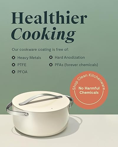 Miniatura 5 de Caraway Olla de cerámica antiadherente para horno holandés con tapa (6.5 cuartos de galón, 10.5 pulgadas), no tóxica, sin PTFE ni PFOA, apta para