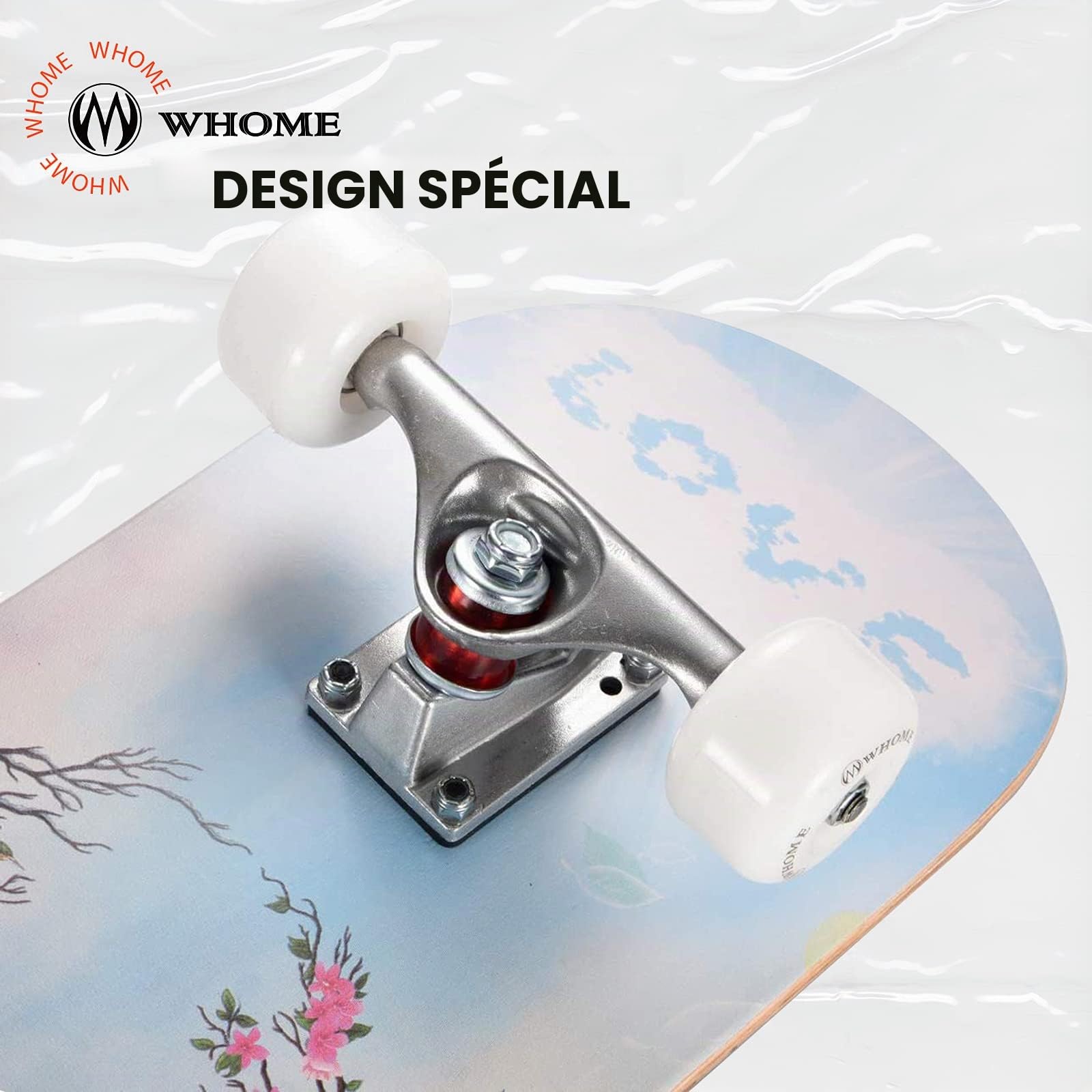 WHOME Pro Skateboard Complet 31x8 inch Plateau 8 Plis érable Alpin Roulement ABEC-9