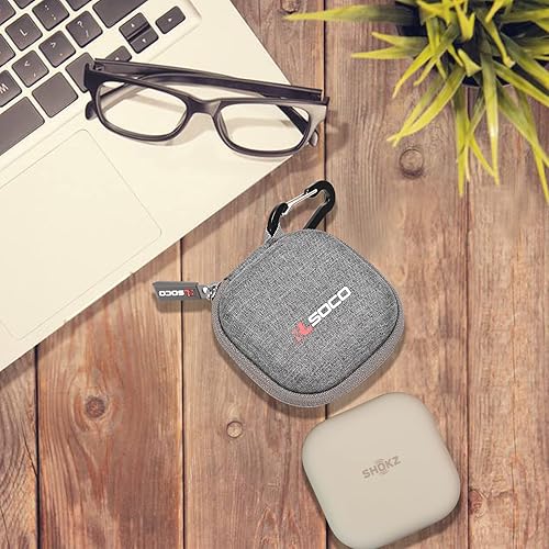 Vista 7 de RLSOCO Funda rígida para SHOKZ OpenFit 2/OpenFit 2+/OpenFit Air/OpenFit Auriculares de oreja abierta True Wireless Bluetooth (gris)