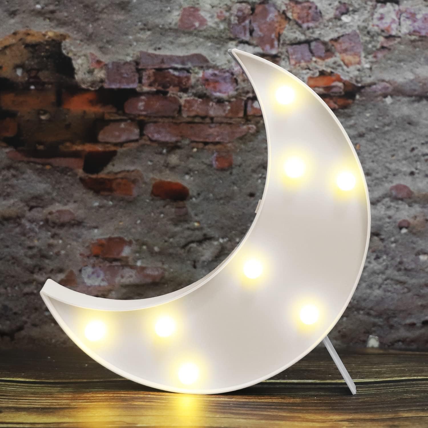 ASmile LED Moon Shaped Marquee Signs, Light Up Moon Night Lights Battery Operated Crescent Moon Lamp for Bedroom, Christmas, Birthday Party Decor-Moon(White)