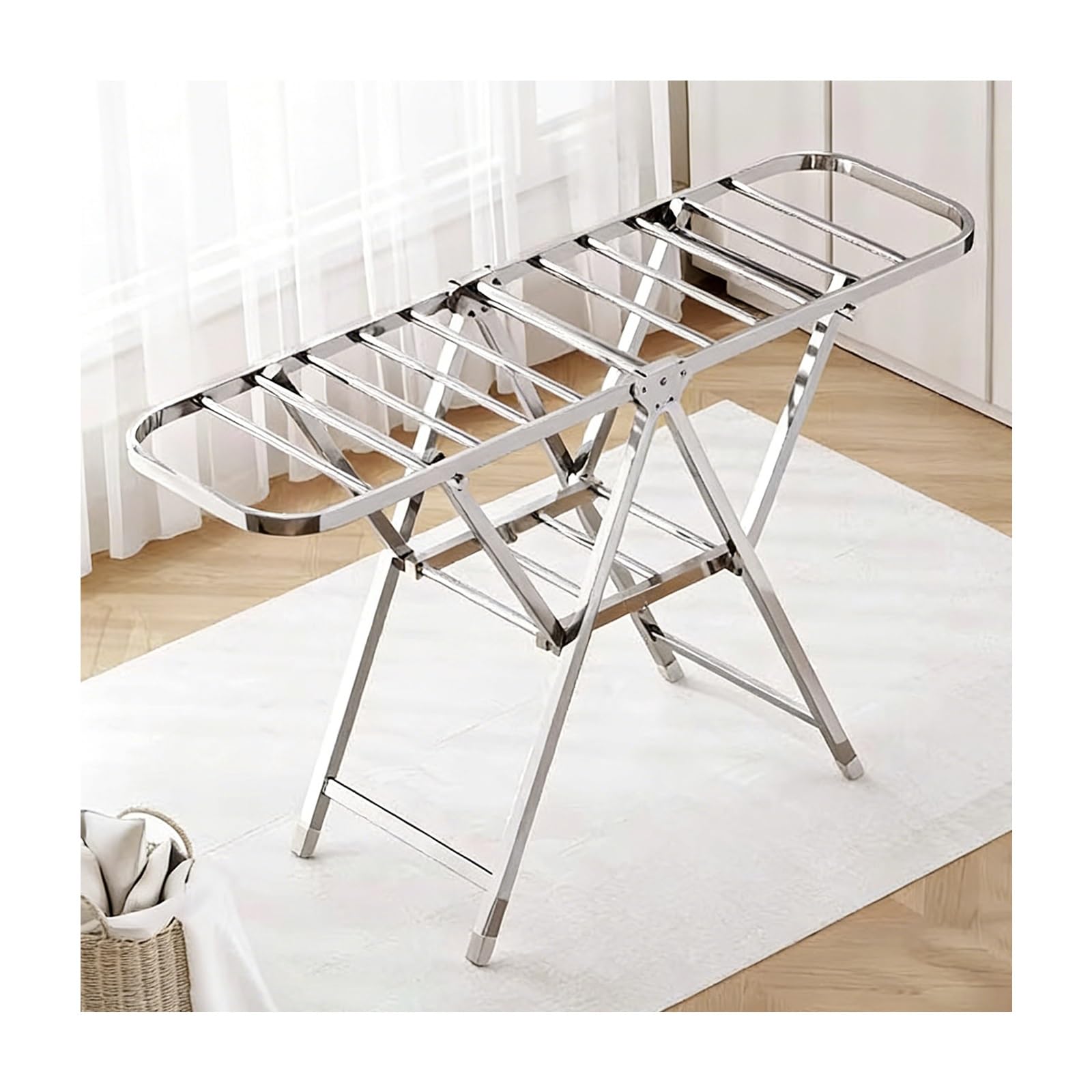EYRMQWJPC Foldable Clothes Airer， Foldable Laundry Drying Rack 2-Layer StainlessSteel Winged Airer IndoorOutdoor SpaceSaving(Classic Model - 160cm)