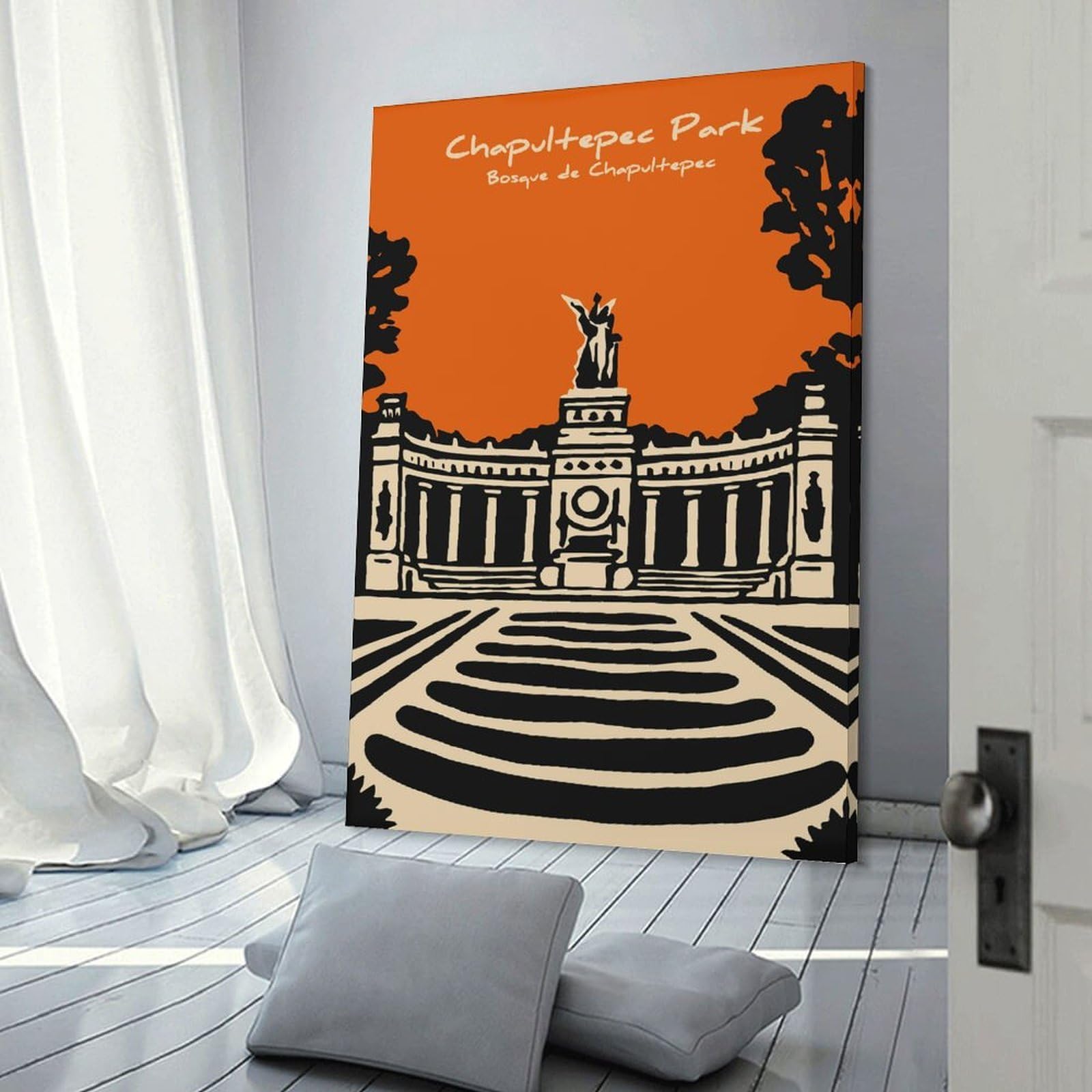 Junmoney Chapultepec Park Monument Wall Decor Canvas Print, 24x36inch(60x90cm), for Living Room, Bedroom Or Home Office, Home Decor Gift with Stylish Appeal
