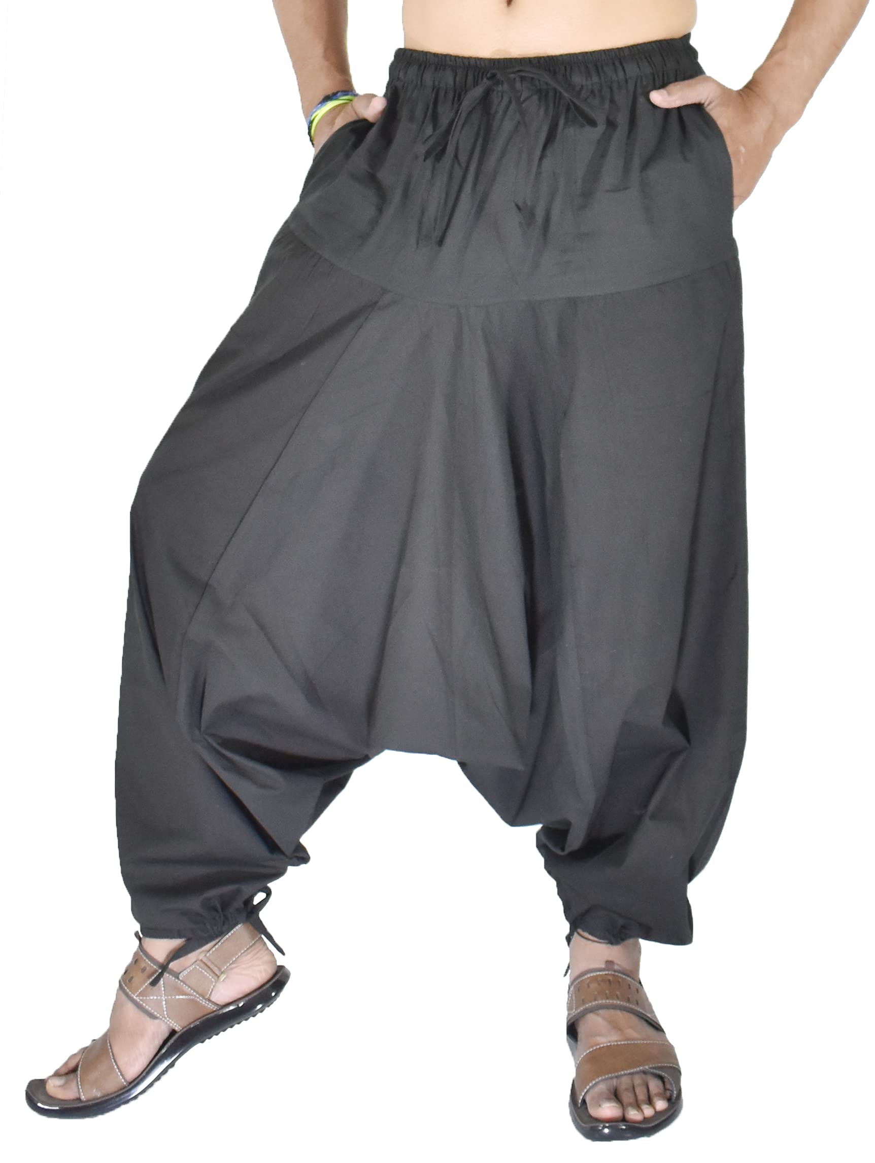 Whitewhale Pantalon de yoga en coton uni pour homme