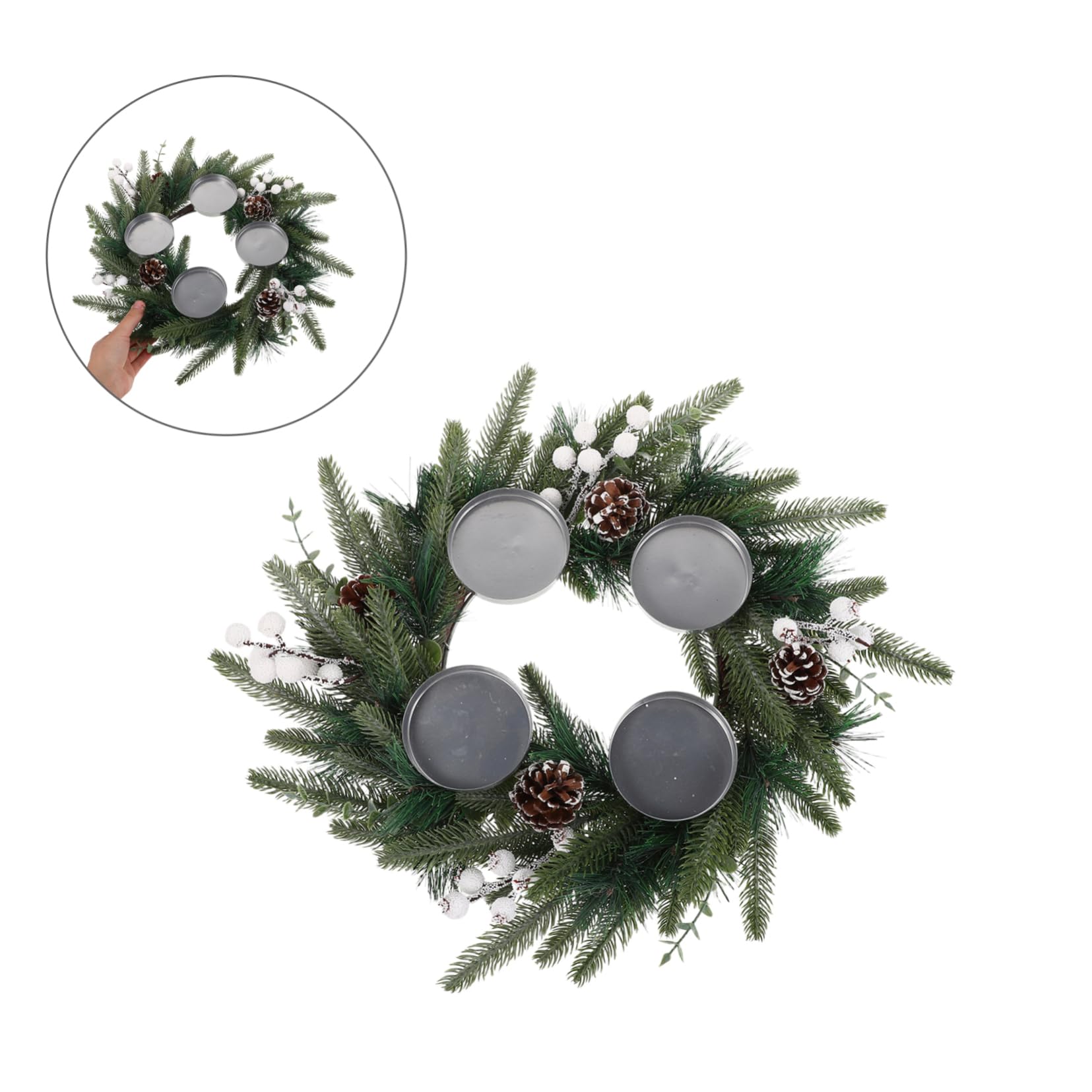 Healifty Decoración de Guirnalda Navideña con Piñas y Bayas Falsas para Porta Vela de Adviento Guirnalda