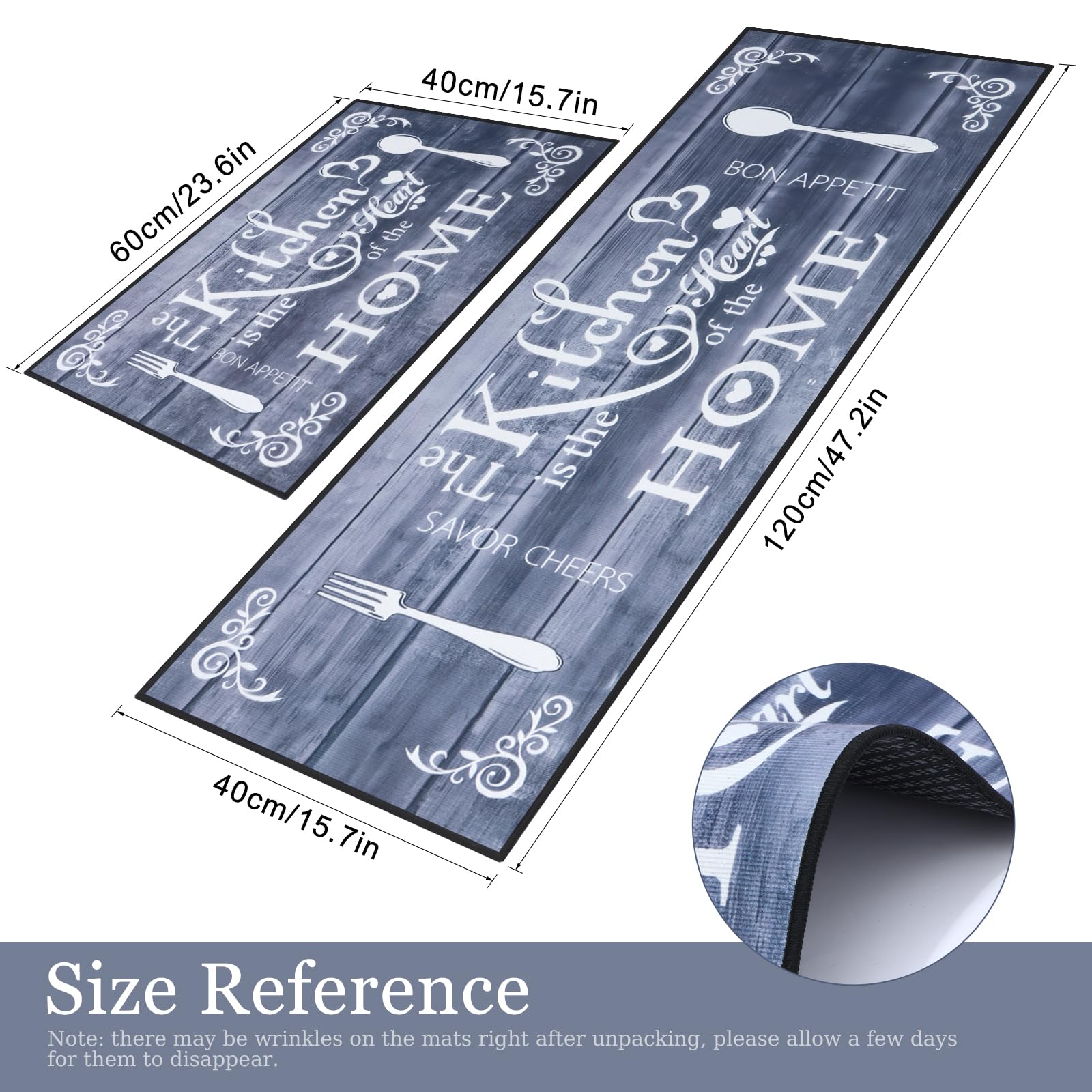 Tapis de Cuisine Boho 2 pièces, Lavable, Antidérapant pour Sol