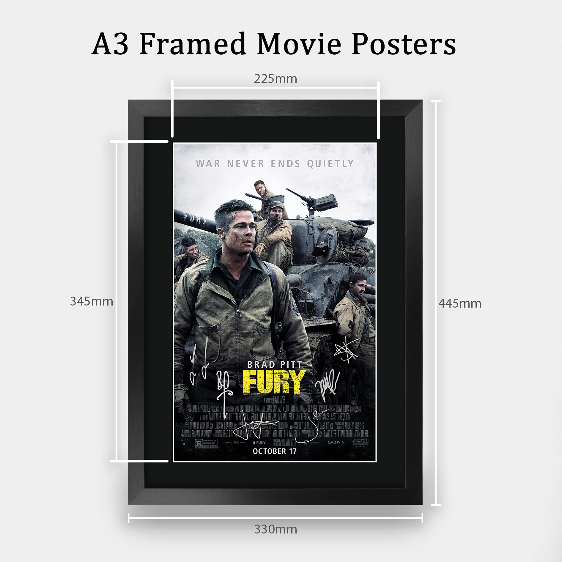 Amazon.com: HWC Trading Fury Brad Pitt 16 x 12 inch Framed Gifts