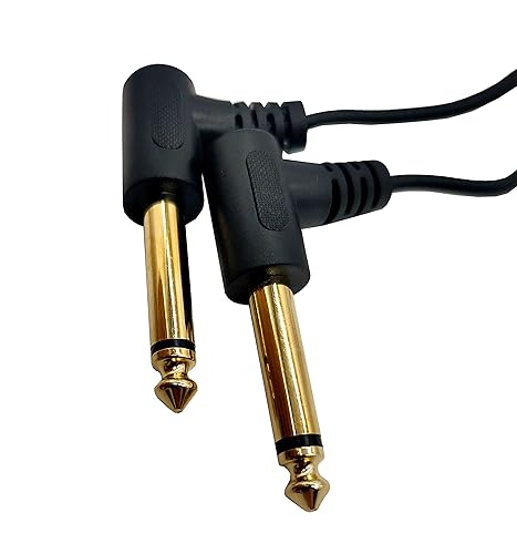 Miniatura 3 de Qaoquda Cable divisor de 14 de pulgada, 1 pie chapado en oro de 0.250 in hembra a doble 2 x 14 pulgadas macho TS mono 90 grados ángulo recto cable