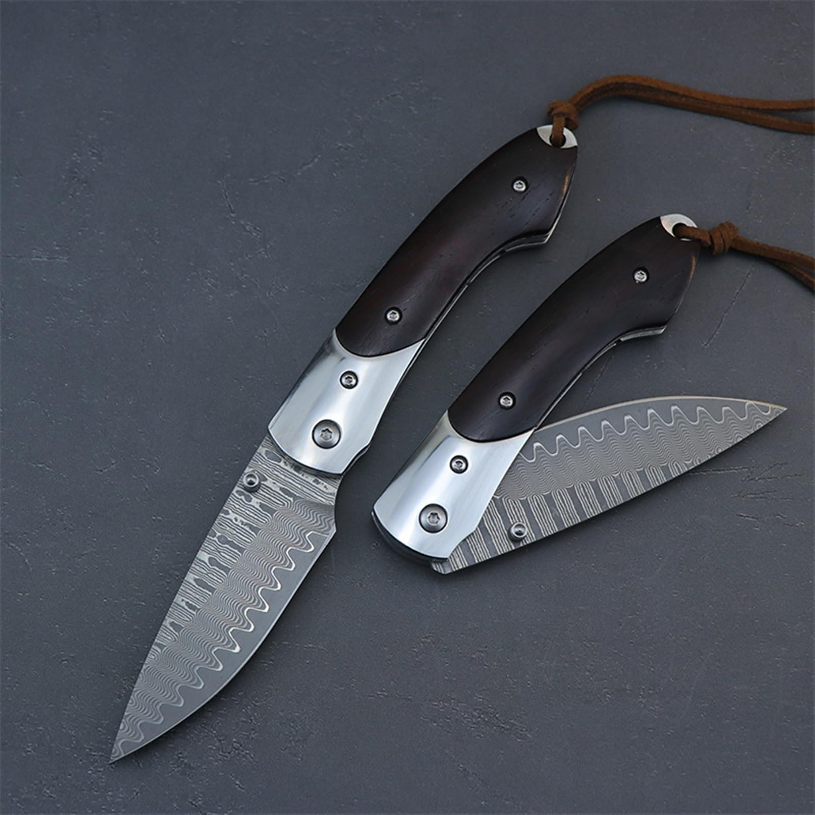 Klappmesser einhandmesser Klappmesser für den Außenbereich Damaskus Stahlmesser Scharfes Holzgriff Messer Tragbares Faltmesser mit hoher Härte Geschenkmesser für Outdoor & Survival