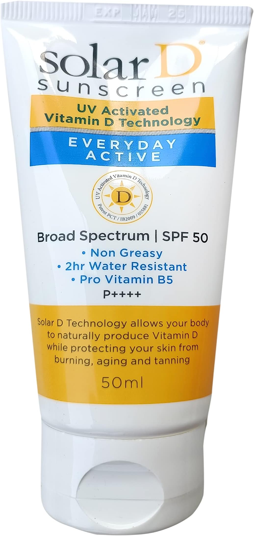 Solar D Everyday Active Sunscreen With SPF50 UV Activated Vitamin D technology 50ml
