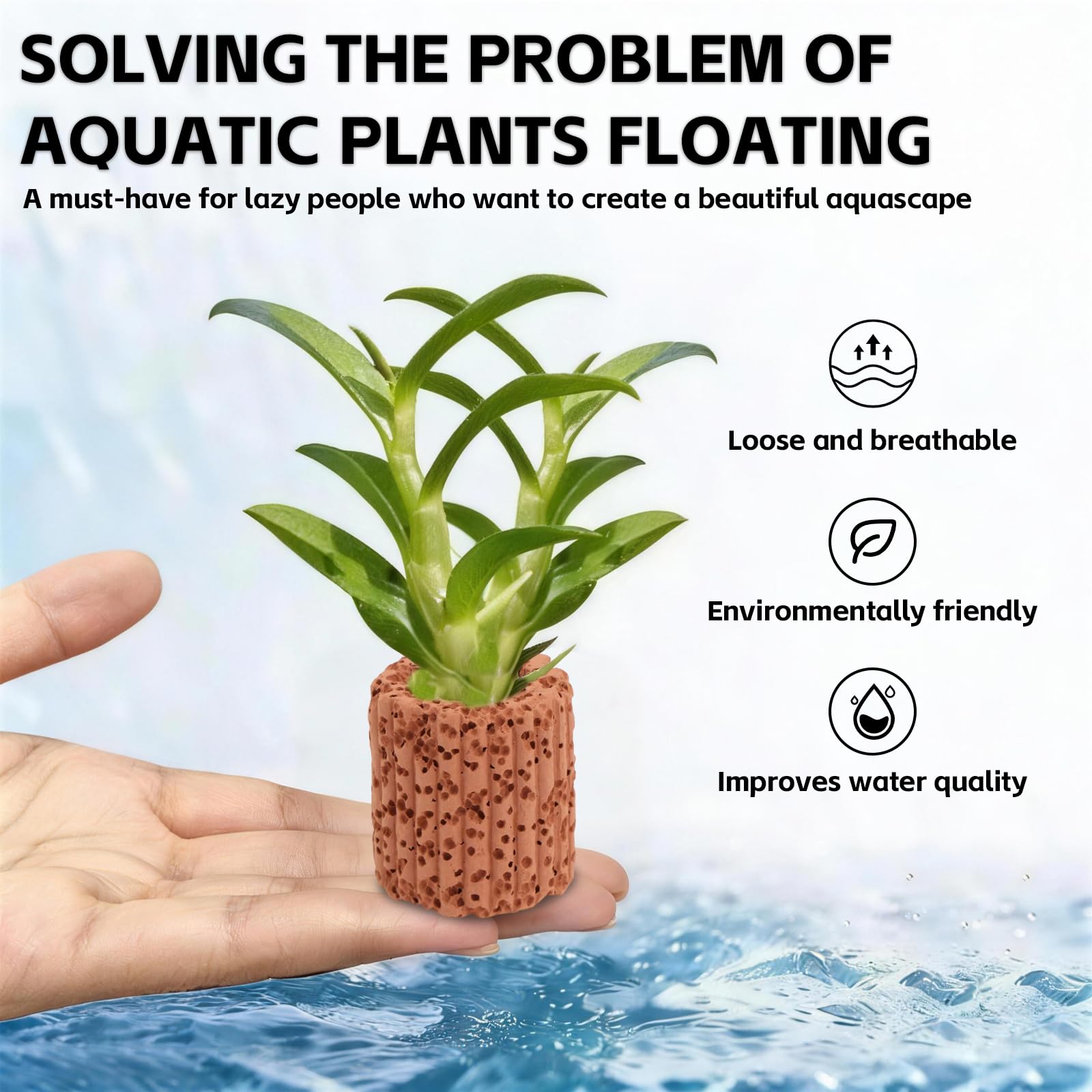 30 Pièces Anneau de Fixation pour Plantes Aquatiques, 2,5 cm Anneaux pour Plantes Aquatiques, Argile Anneaux Fixes en Céramique pour Aménagement Paysager, Support Céramique pour Aquarium