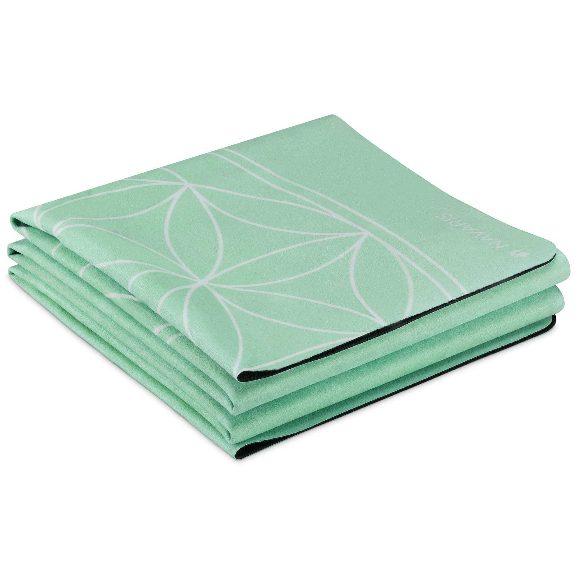 Navaris Tappetino Yoga in Gomma Antiscivolo - Materassino Pieghevole Fitness Sport Pilates con Custodia - Rubber Yoga Mat 183x61x0,15cm - Fiore Vita