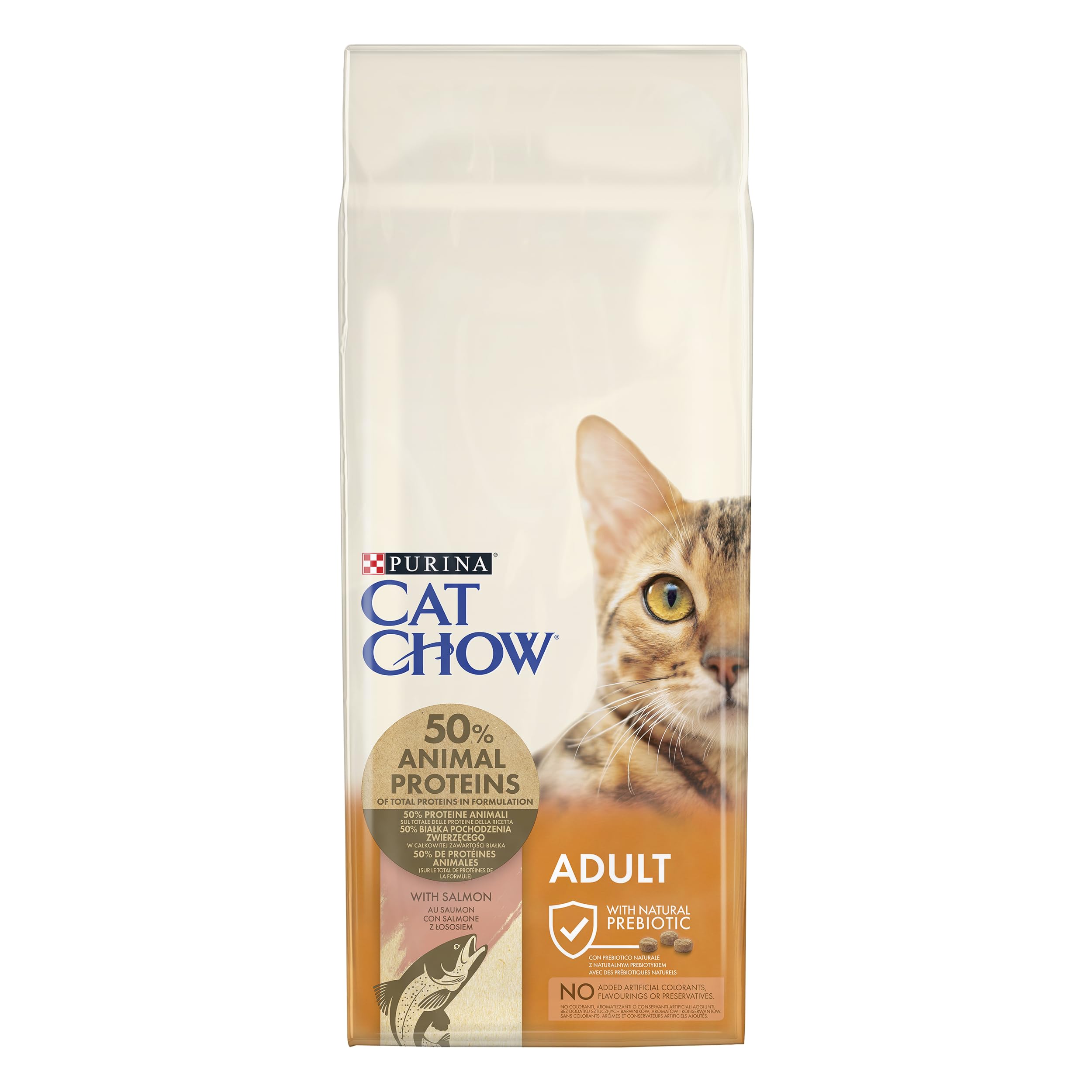 Purina Cat Chow Pienso para Gato Adulto con Salmón y Atún, saco de 15kg