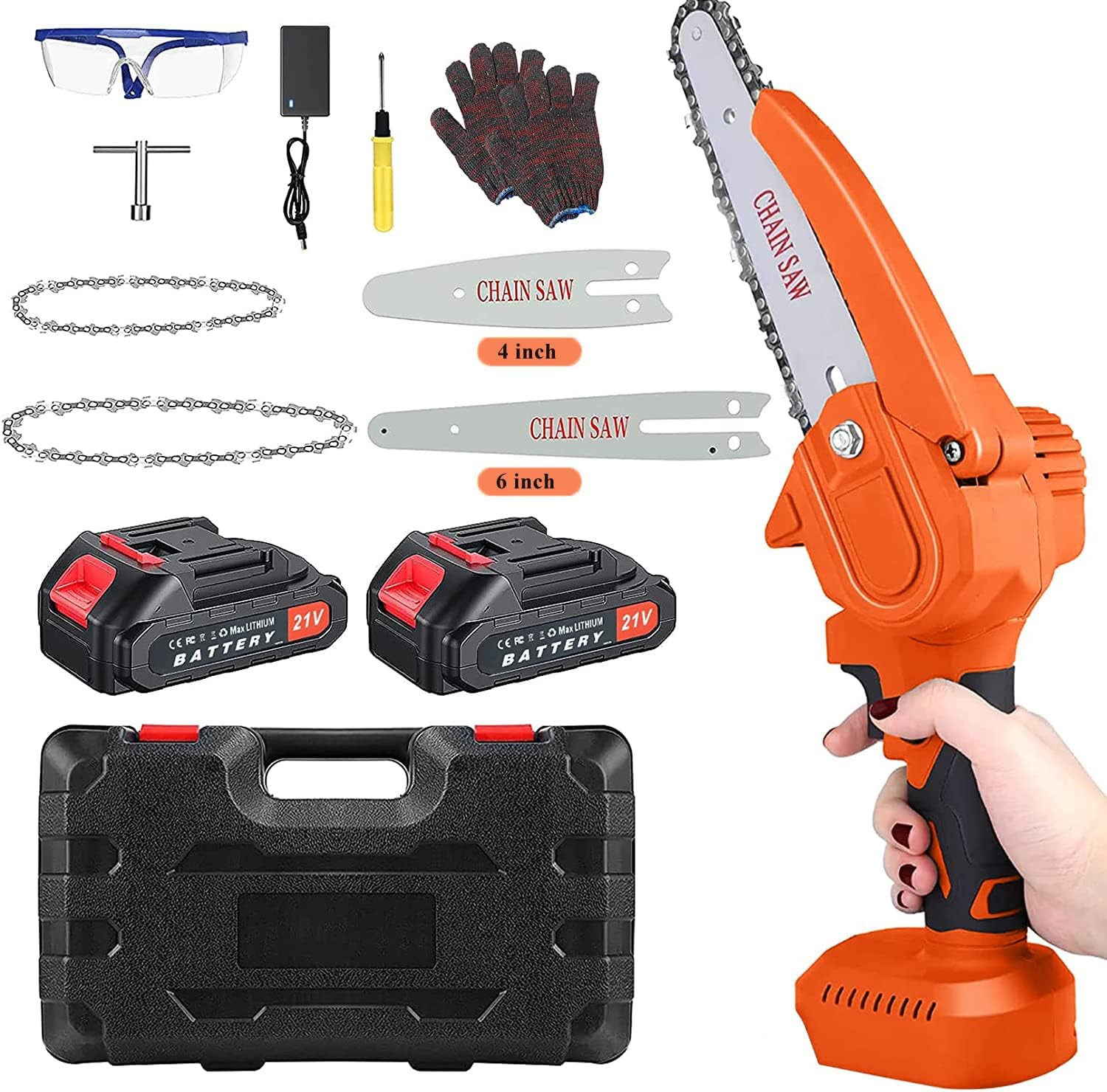 Mini Chainsaw Cordless, 6 Inch Electric Chainsaw with Battery 2