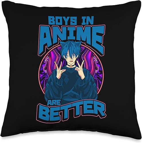 Anime Shirt & Anime Gifts & Manga T Shirt by NLTS Boys in Anime are Better Japanese Senpai Boyfriend - Almohada de 16 x 16 pulgadas, multicolor