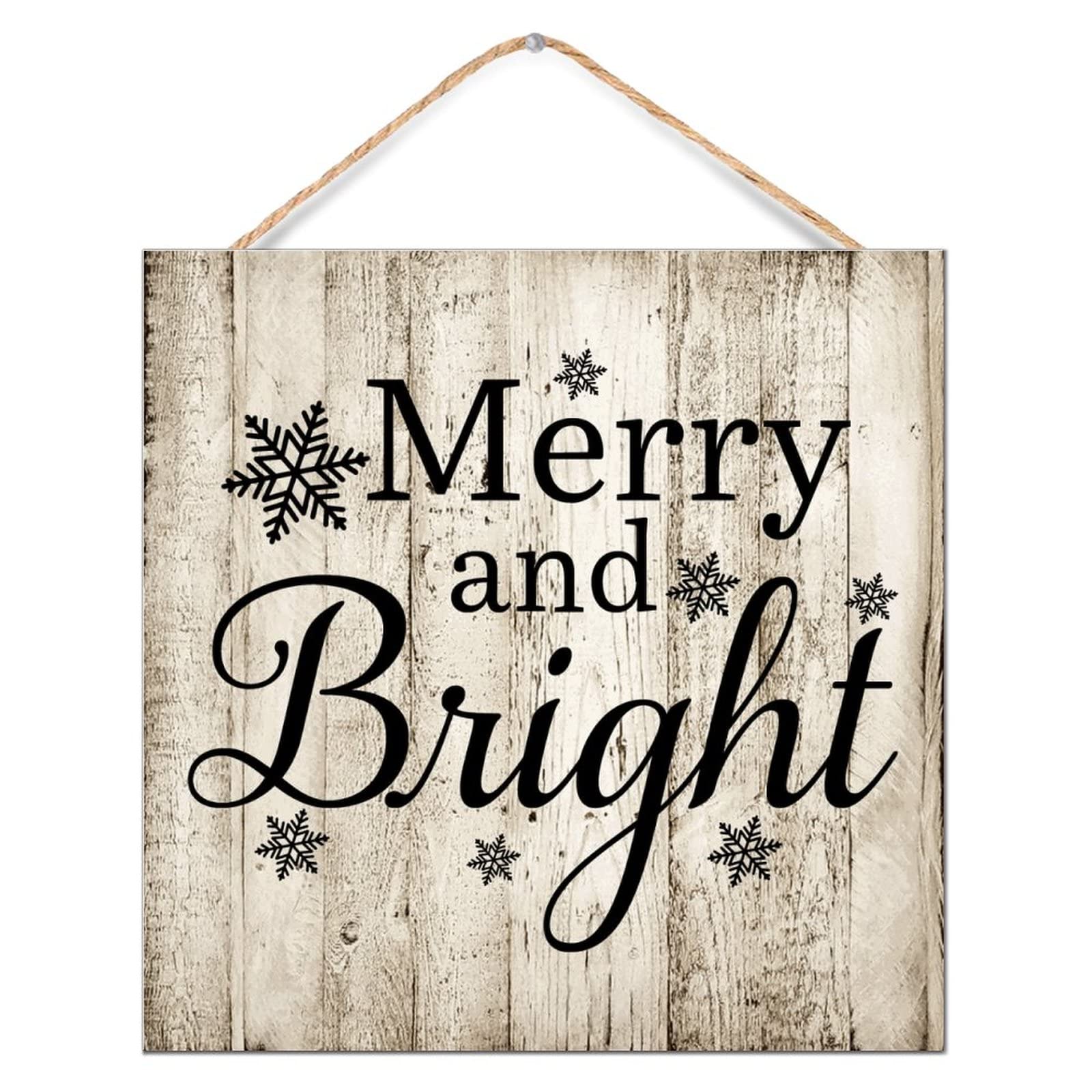 Cadeau personnalisé Merry Bright en bois rétro de 30cm pour décoration murale chambre