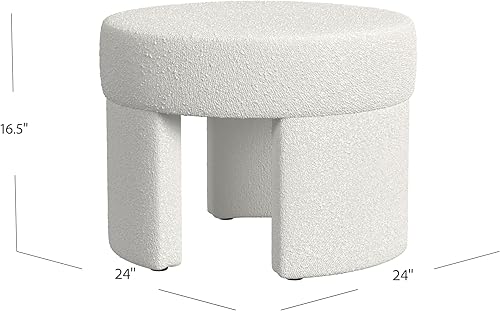 Miniatura 3 de HomePop Sofía Otomana Redonda Moderna | Homepop Decoración del Hogar | Otomana para Sala de Estar y Dormitorio - Crema Blanco Bouclé Boucle Crema
