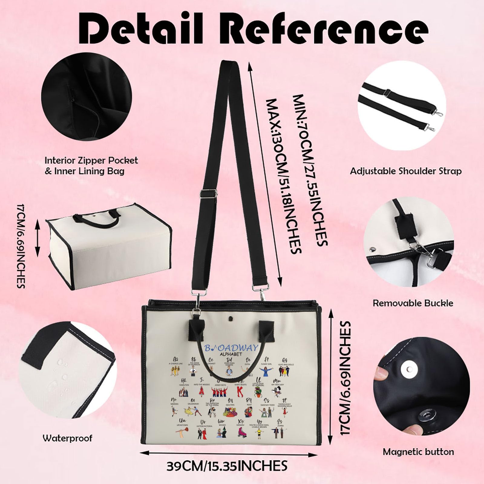 MNIGIU Musical Tote Bag Musical Lover Gift M-usical Theatre Gift M-usical Merch Mus-ical G-ift