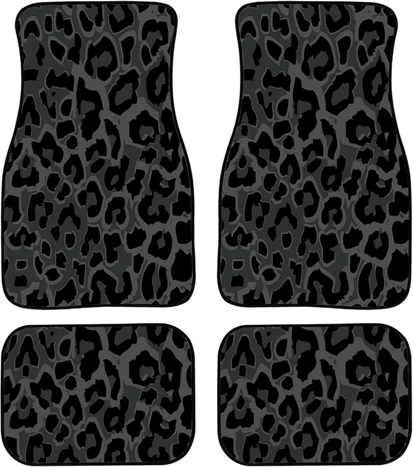 FUIBENG Black Leopard Auto Front & Rear Floor Mat for Women Men,Leopard Car Mats 4