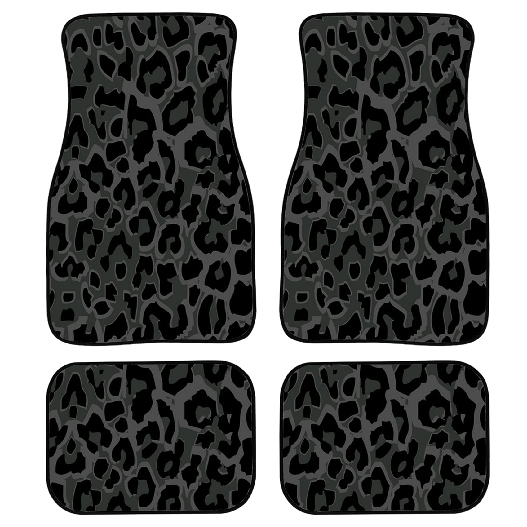 Photo 1 of FUIBENG Black Leopard Auto Front & Rear Floor Mat for Women Men,Durable Non Slip Auto Floor Carpet Dust Proof Foot Carpet Universal Fit Most Vehicle Cars,4 Pcs