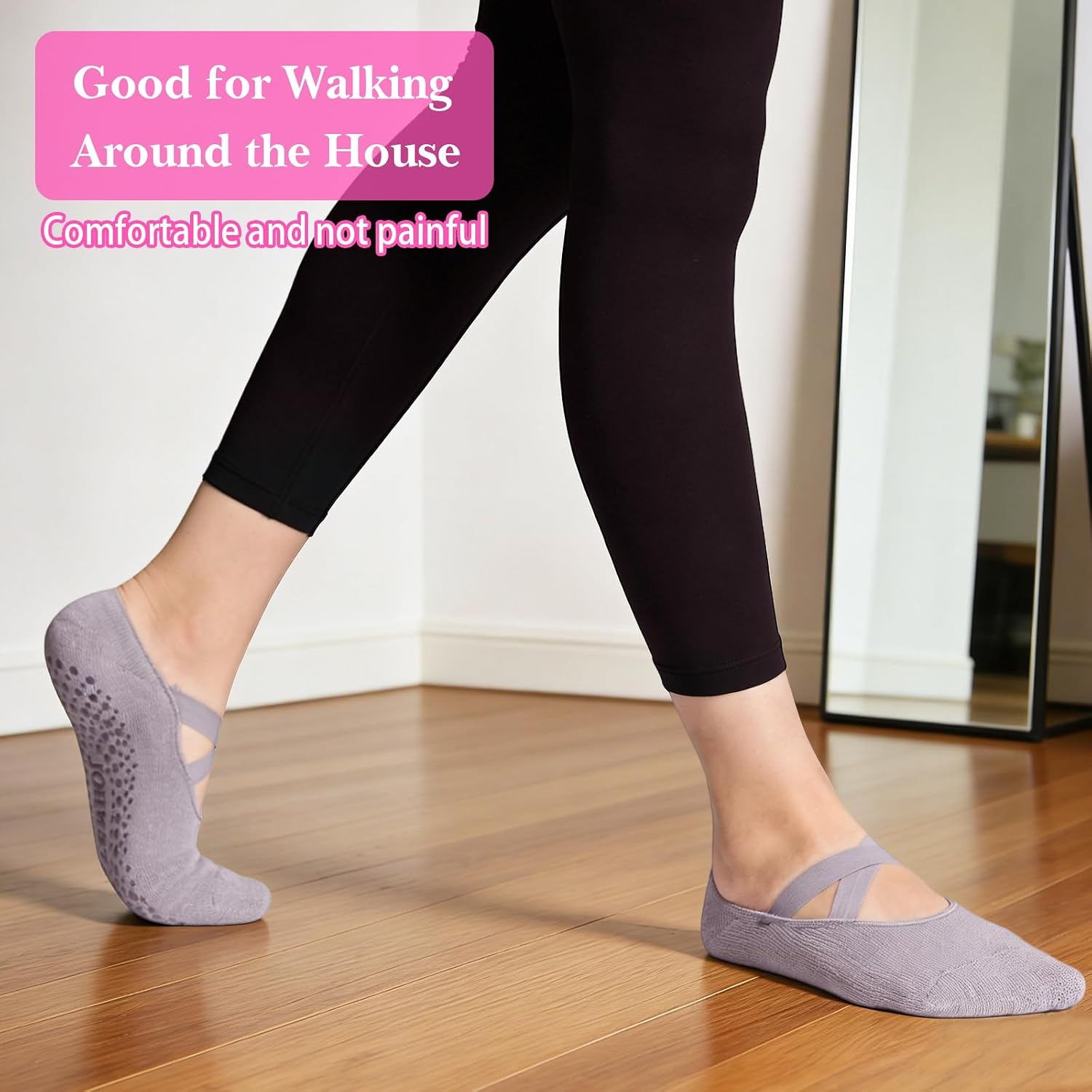 3Pairs Pilates Socks With Grips For Women, Yoga Socks for Women Non Slip Cotton Barre Sock for Pure Barre Ballet Dance Barefoot Workout