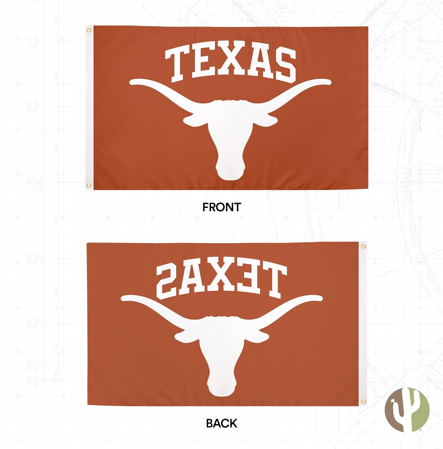 Desert Cactus University of Texas UT Flag - 3 x 5 Feet Longhorns Banner, Indoor/Outdoor Durable Fabric, 100% Polyester Design (Style 4) - Image 2