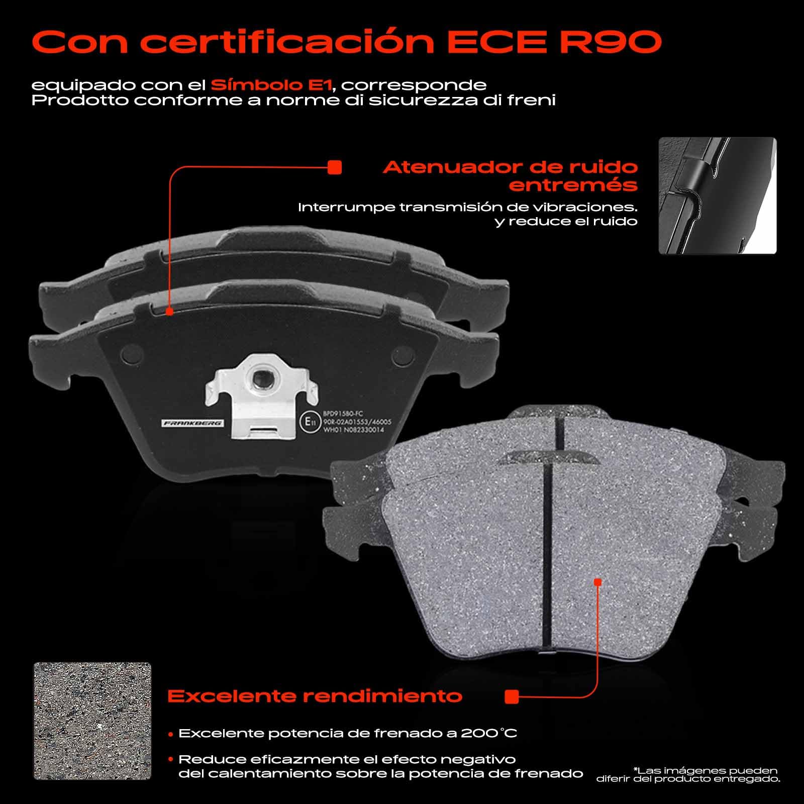 Frankberg 2 discos de freno 4 pastillas de freno | Compatible con: V40 Cross Country 526, V40 Hatchback 525, S40 II 544, C70 II Cabriolet 542, V50 545