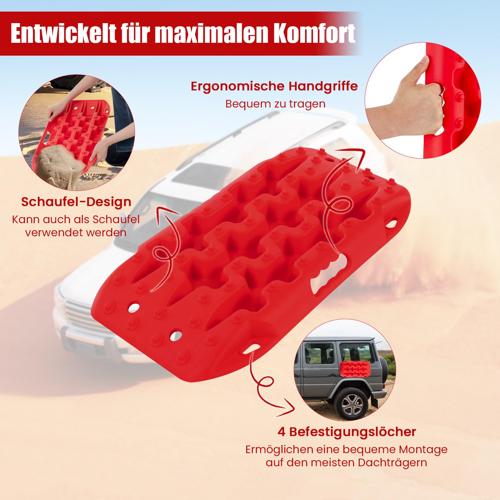 TolleTour 2x Sandbleche Traktionsmatte Anfahrhilfe Mit Aufbewahrungstasche Traktionsband 71897591