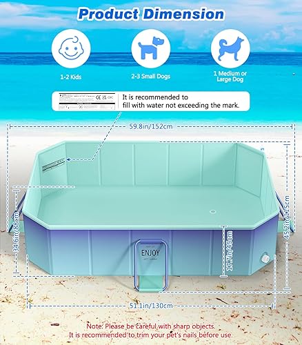 Miniatura 2 de MoKo Piscina plegable no inflable para niños, piscina portátil sobre el suelo para adultos y niños, piscinas infantiles portátiles al aire libre