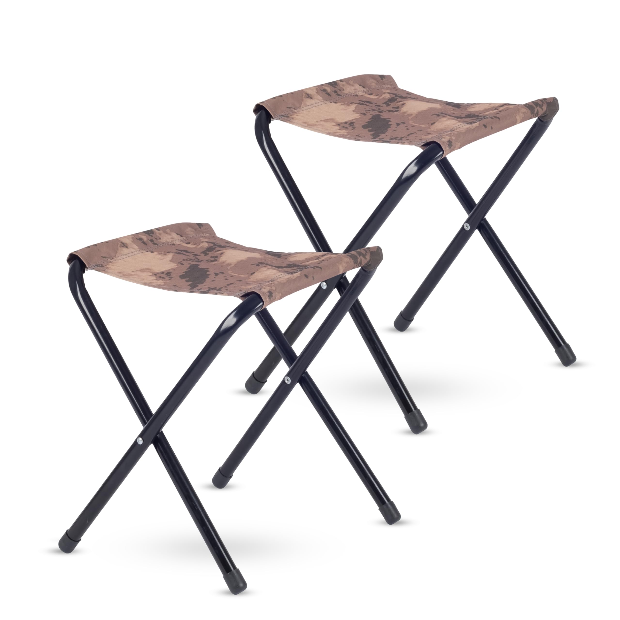 ROXFORMFoldable Camping Stool - Load Capacity up to 100 kg - Lightweight Stool for Adult with Stable Metal Foot - Portable Seat for Fishing Hiking Beach BBQ Picnic & Travel - Camouflage - Pack of 2