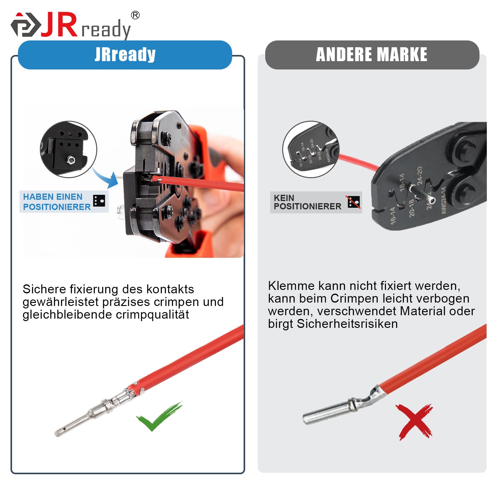 JRready ACT-LY-16DT Alicates de crimpado alemán para conector DT Kit de terminales troquelados alemanes Material de acero de alto endurecimiento Crimpadora Alicates de crimpado alemán Tamaño 16