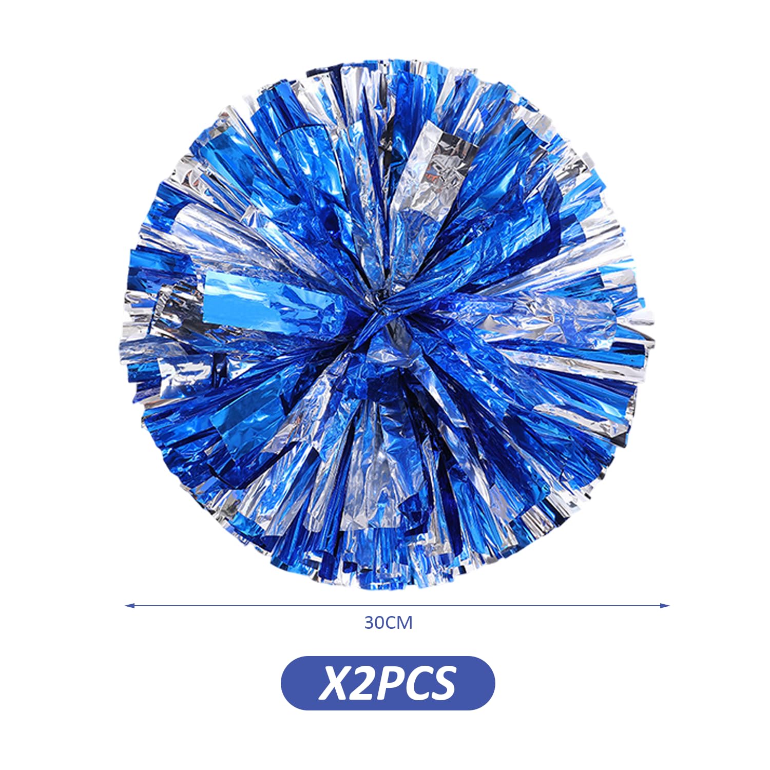 Pompones de animadora azul brillante y plateado, NYGGTYK, para eventos deportivos y competiciones